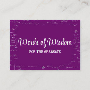 Purple and White Graduate Words of Wisdom Advice Enclosure Card