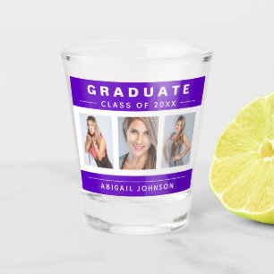 Purple and White Graduation Photo Collage Shot Glass
