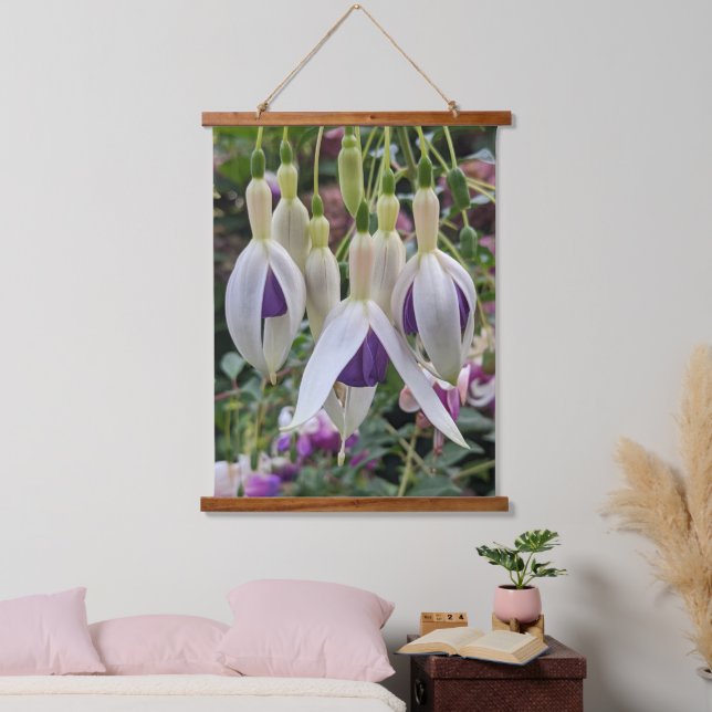 Purple and White Hanging Fuchsia Floral Tapestry (Bedroom)