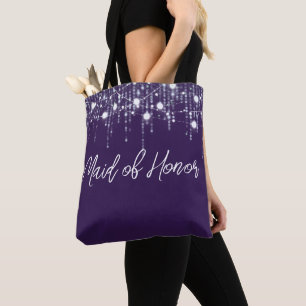 Purple and White Hanging Lights Bride Tote Bag