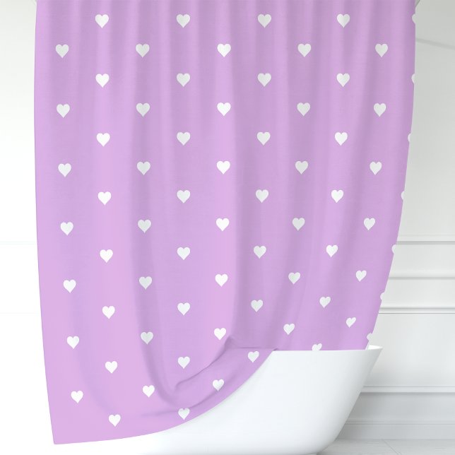 Purple and White Hearts Shower Curtain (Creator Uploaded)