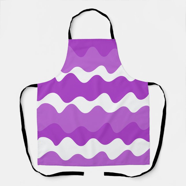 Purple and white horizontal waves pattern  apron (Front)