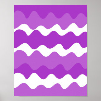 Purple and white horizontal waves pattern  poster