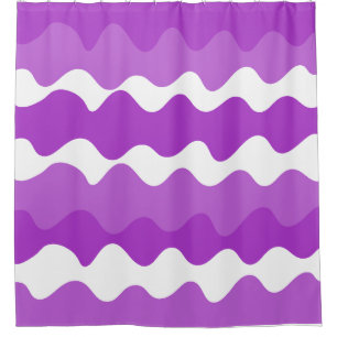 Purple and white horizontal waves pattern shower curtain