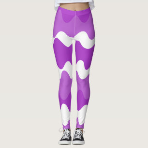 Purple and white horizontal wavy pattern  leggings