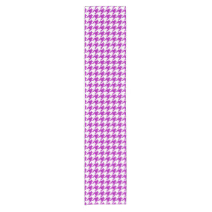 Purple and White Houndstooth Check Short Table Runner