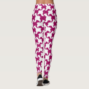 Purple and white Houndstooth with dogs leggings