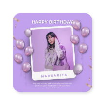 Purple and White Illustrative Happy Birthday Insta