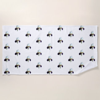 Purple and White Iris Beach Towel
