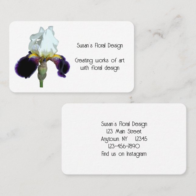 Purple and White Iris Business Cards (Front/Back)