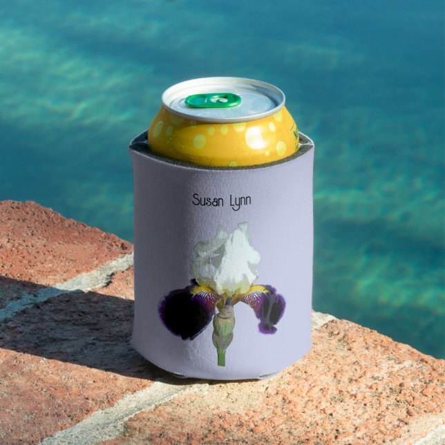 Purple and White Iris Foam Koozie Cooler (In Situ Pool)
