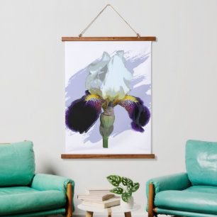 Purple and White Iris Hanging Tapestry