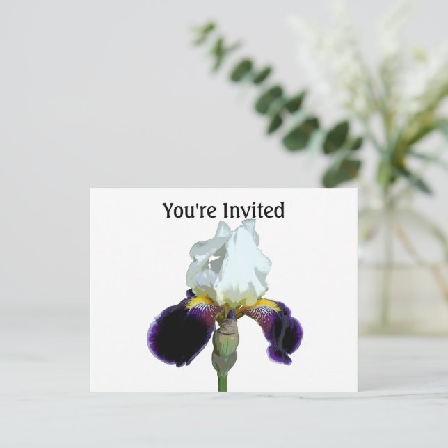 Purple and White Iris Invitation Postcard (Standing Front)
