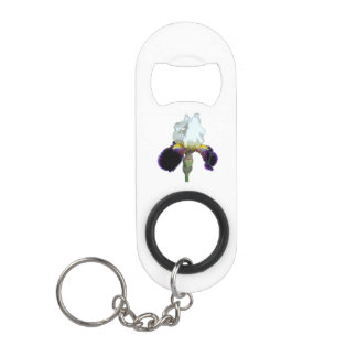 Purple and White Iris Key Chain Bottle Opener