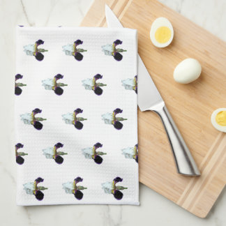 Purple and White Iris Kitchen Towel