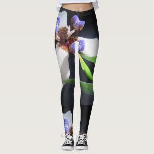 Purple And White Iris Leggings
