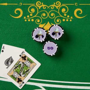 Purple and White Iris Poker Chips