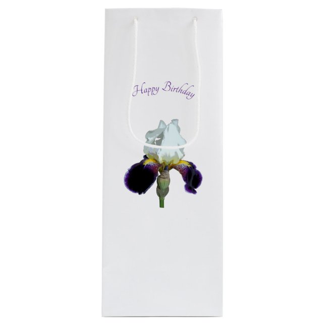 Purple and White Iris Wine Gift Bag (Front)