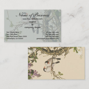 Purple and White Lilacs with Bird Chinese Antique Business Card