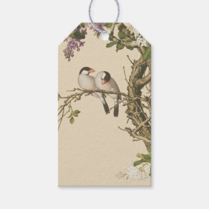 Purple and White Lilacs with Bird Chinese Antique Gift Tags