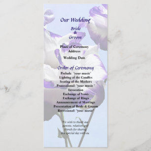 Purple and White Lisianthus Wedding Program Programme