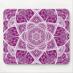 Purple and White Mandala - Loergann in Dahlia Mouse Pad