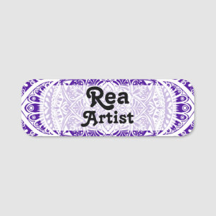 Purple and White Mandala - Loergann in Squid Name Tag