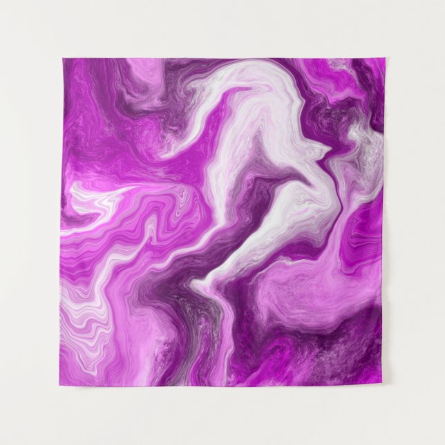 Purple and White Marble Swirls Fluid Art  Tapestry (Front)