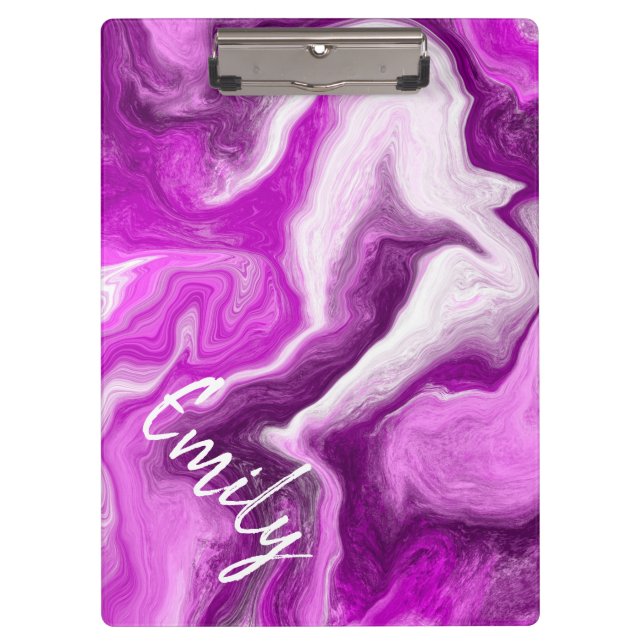 Purple and White Marble Swirls Personalised  Clipboard (Front)