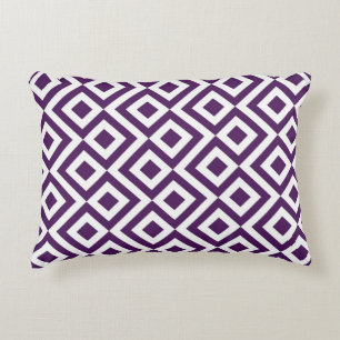 Purple and White Meander Decorative Cushion
