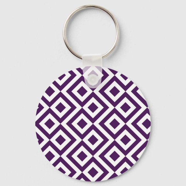 Purple and White Meander Key Ring (Front)