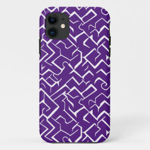 Purple and White Meander Pattern Modern Maze Case-Mate iPhone Case