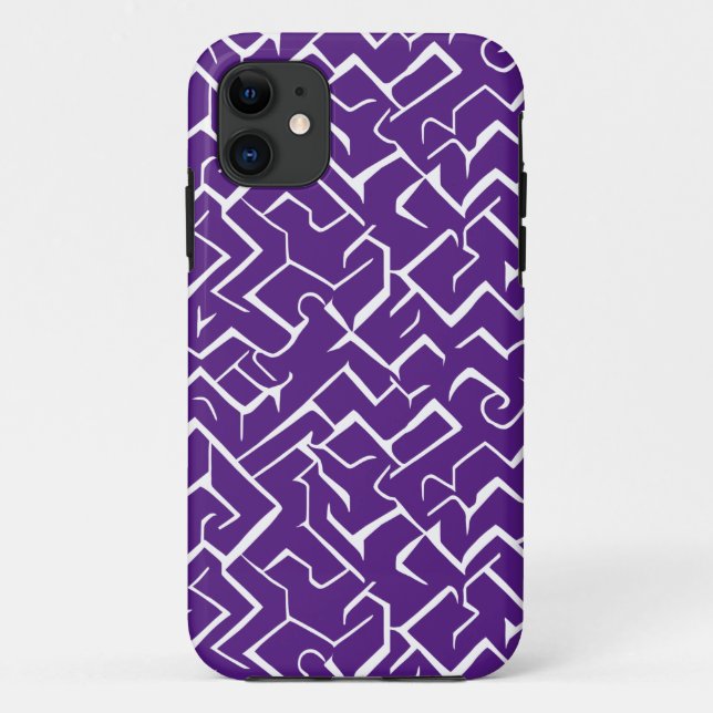 Purple and White Meander Pattern | Modern Maze Case-Mate iPhone Case (Back)