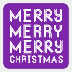 Purple and White Merry Christmas Stickers