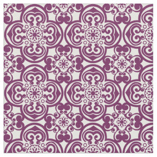Purple and White Mexican Tile Pattern Fabric