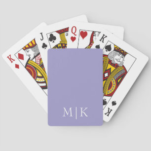 Purple and White   Modern Monogram Playing Cards