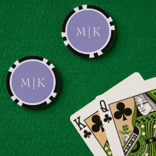 Purple and White Modern Monogram Poker Chips