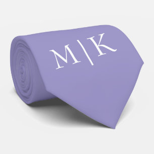 Purple and White Modern Monogram Tie