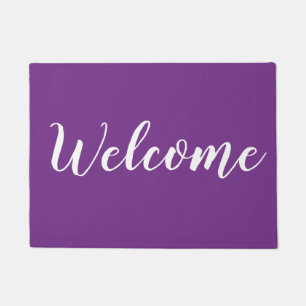 Purple And White Modern Outdoor Welcome Doormat