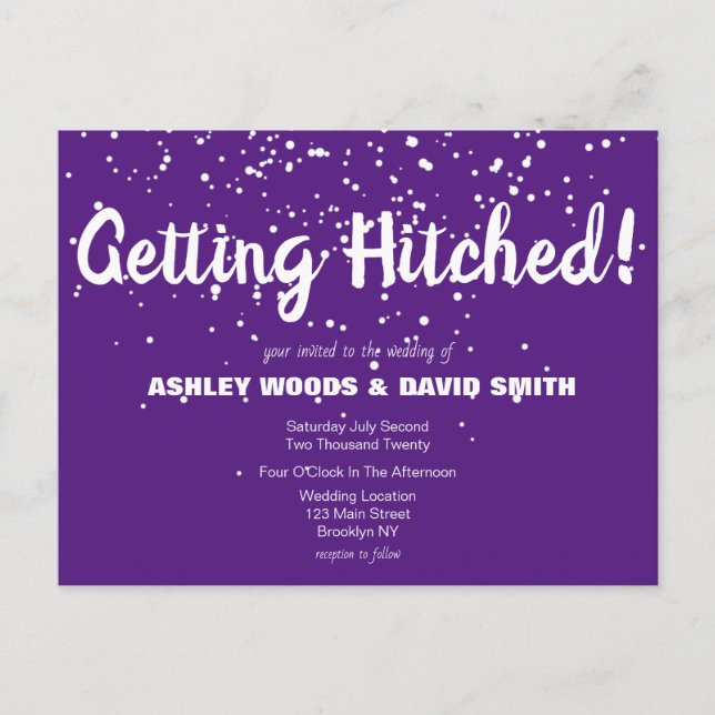 Purple and White Modern Wedding Invitation Postcard (Front)