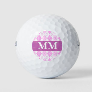 Purple and White Monogram Initial Golf Balls