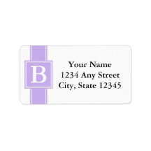 Purple and White Monogrammed Return Address Labels