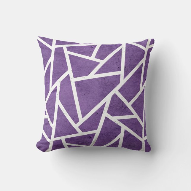 Purple and white mosaic pattern cushion (Front)