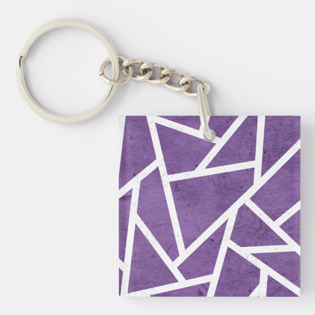 Purple and white mosaic pattern key ring (Front)