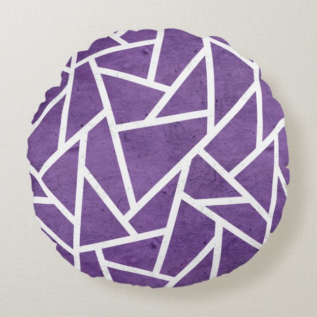 Purple and white mosaic pattern round cushion (Front)