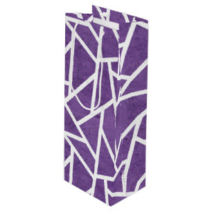 Purple and white mosaic pattern wine gift bag