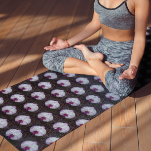 Purple and White Moth Orchid Floral Pattern Yoga Mat