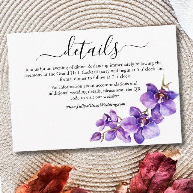 Purple and white Orchid  wedding Details Enclosure Card (Creator Uploaded)