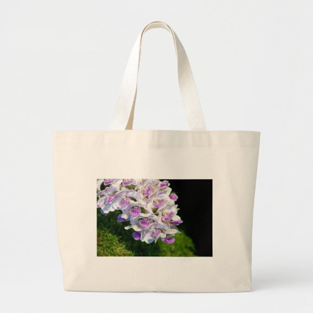 Purple and White Orchids Large Tote Bag (Front)