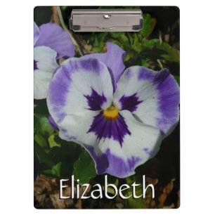 Purple and White Pansies Colourful Floral Clipboard